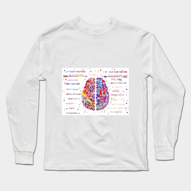 Left and right brain function Long Sleeve T-Shirt by RosaliArt